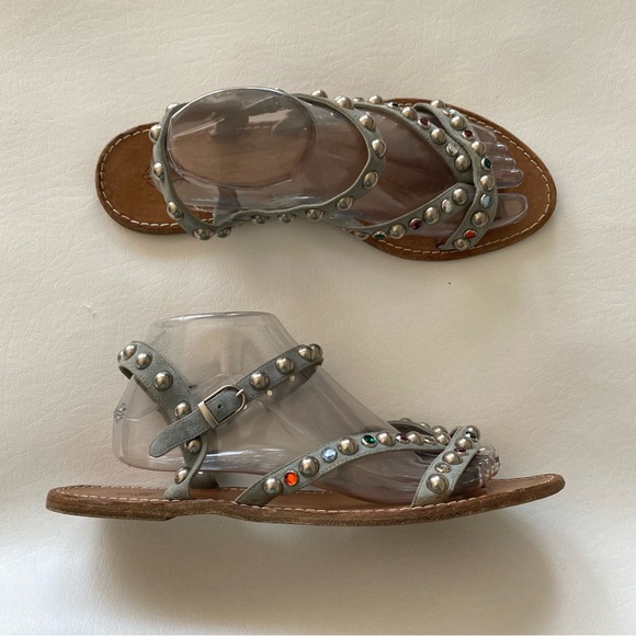 Golden Goose Women’s 41 Or 10 Studded Suede Strappy Sandal Authentic - Picture 2 of 12